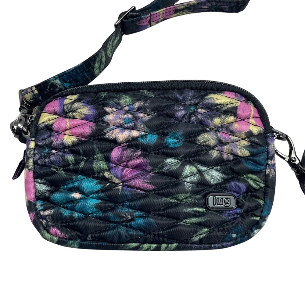 Lug Crossbody Bag‎ NWOT Coupe Convertible Quilted Bloom Black Floral Small